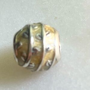 Pandora pale enamel and silver scroll bead, stamped 925 Ale, authentic, sterling